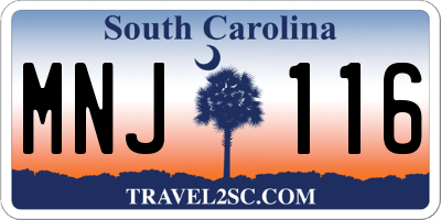 SC license plate MNJ116