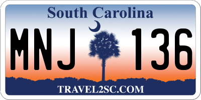 SC license plate MNJ136