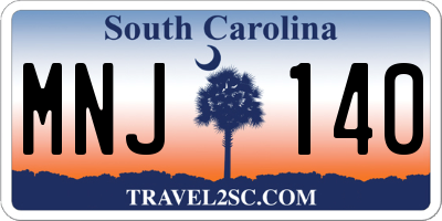 SC license plate MNJ140