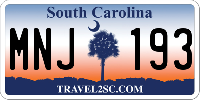 SC license plate MNJ193