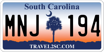 SC license plate MNJ194