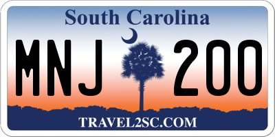 SC license plate MNJ200