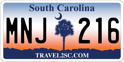 SC license plate MNJ216