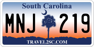 SC license plate MNJ219