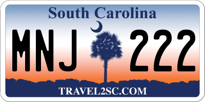 SC license plate MNJ222