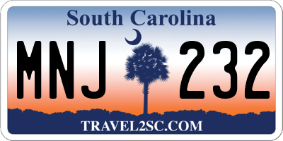 SC license plate MNJ232