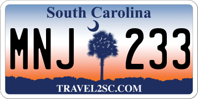 SC license plate MNJ233