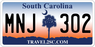 SC license plate MNJ302