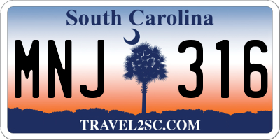 SC license plate MNJ316