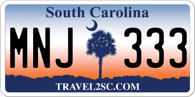 SC license plate MNJ333