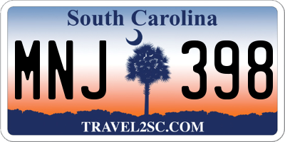 SC license plate MNJ398