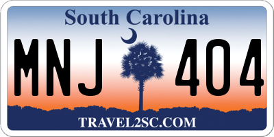 SC license plate MNJ404