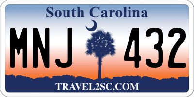 SC license plate MNJ432