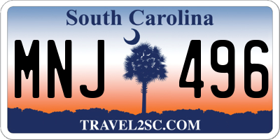 SC license plate MNJ496