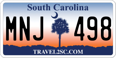 SC license plate MNJ498