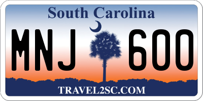 SC license plate MNJ600