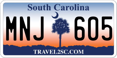 SC license plate MNJ605