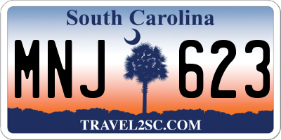 SC license plate MNJ623
