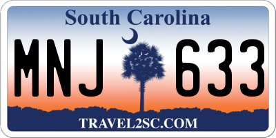 SC license plate MNJ633