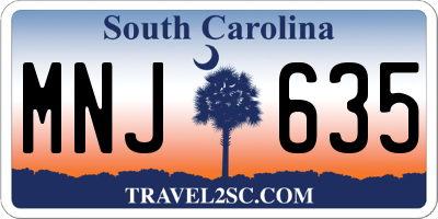 SC license plate MNJ635