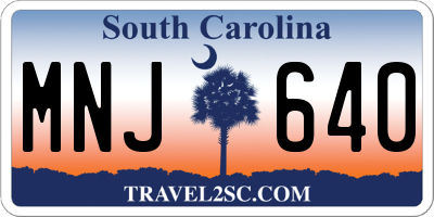SC license plate MNJ640