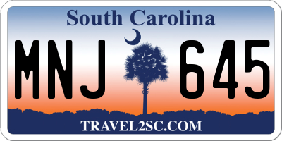 SC license plate MNJ645