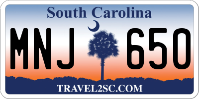 SC license plate MNJ650