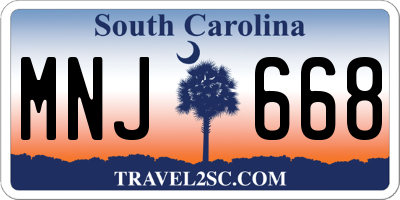 SC license plate MNJ668