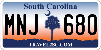 SC license plate MNJ680