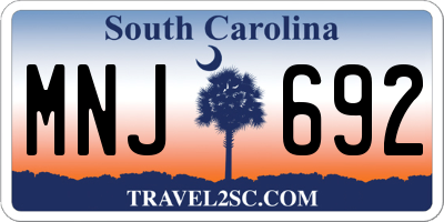 SC license plate MNJ692