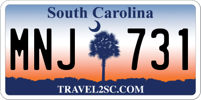 SC license plate MNJ731