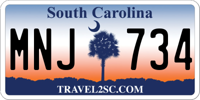 SC license plate MNJ734