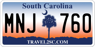 SC license plate MNJ760