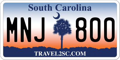 SC license plate MNJ800