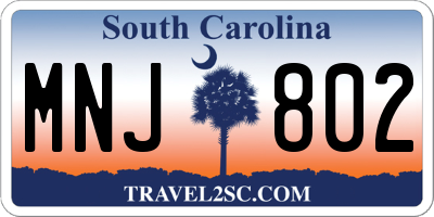 SC license plate MNJ802