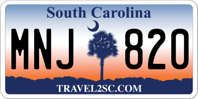 SC license plate MNJ820