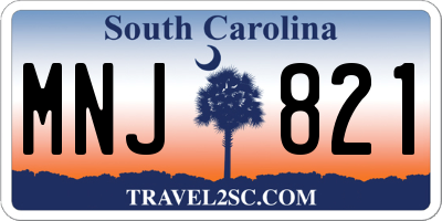 SC license plate MNJ821