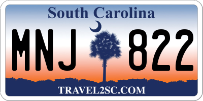 SC license plate MNJ822