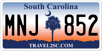 SC license plate MNJ852