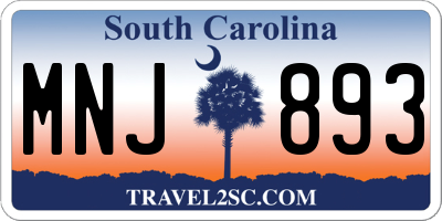 SC license plate MNJ893