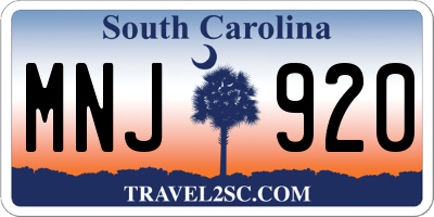 SC license plate MNJ920