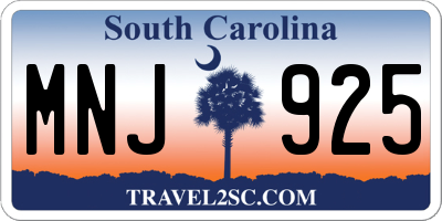 SC license plate MNJ925
