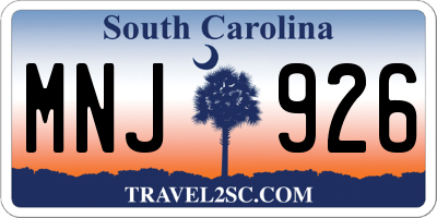 SC license plate MNJ926