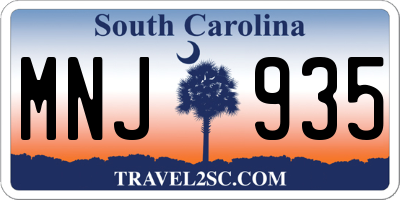 SC license plate MNJ935