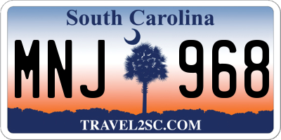 SC license plate MNJ968