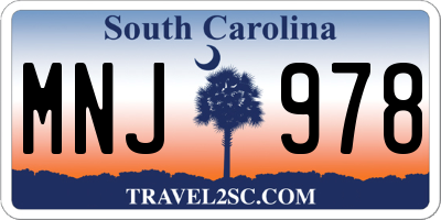 SC license plate MNJ978