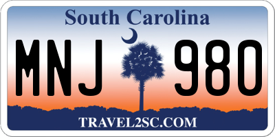 SC license plate MNJ980