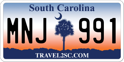 SC license plate MNJ991