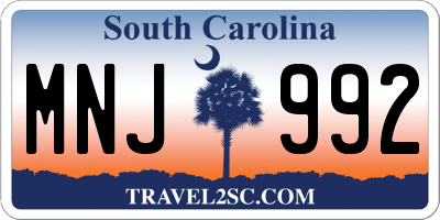 SC license plate MNJ992