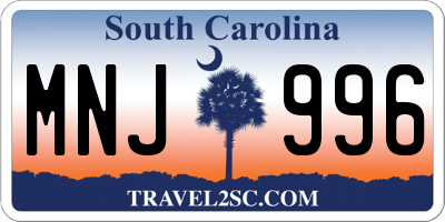 SC license plate MNJ996